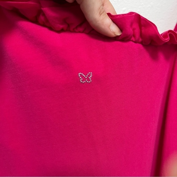 MAXMARA WEEKEND Pink Mini Dress Butterfly Design Size L - Picture 4 of 11